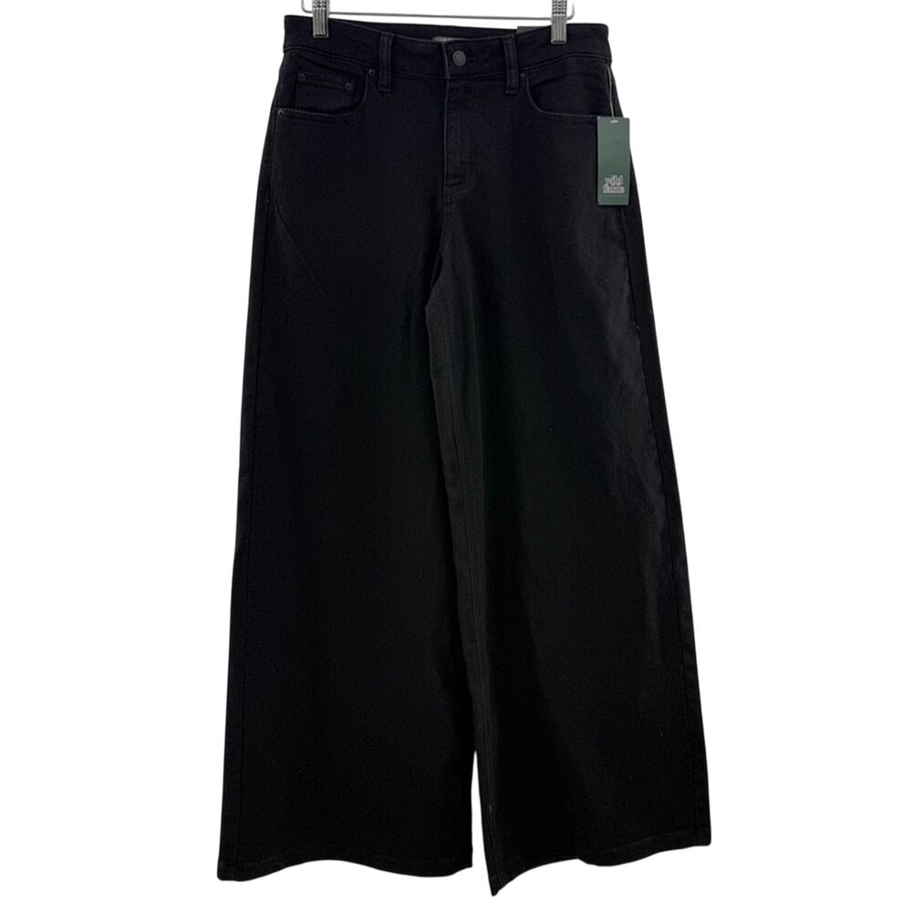 NWT Ultra Wide Leg Black High Stretch Indie Streetwear Jeans Deep Black Size 6 - Picture 2 of 11